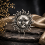 925 Silver Sun Face Brooch JL