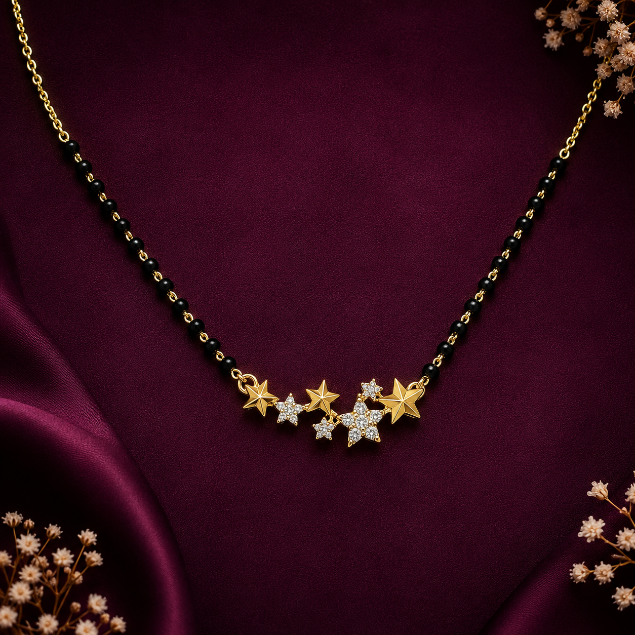 Celestial Stars Black Beads Chain JL