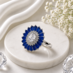 Crimson Bloom Statement Silver Ring JL