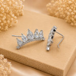 Crown Spark 925 Silver Ear Cuff Earrings JL