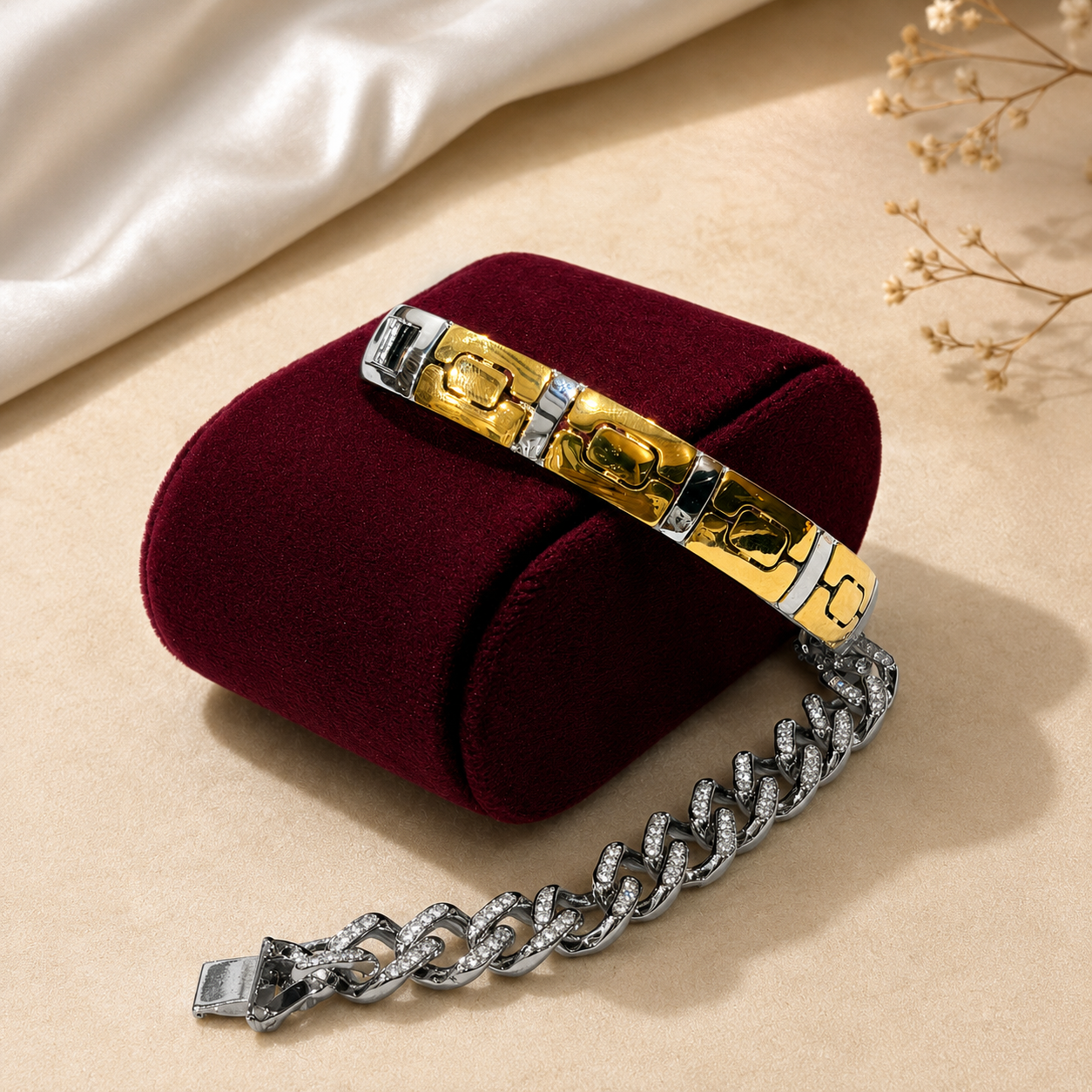 Dual Tone Men’s Silver Bracelet JL