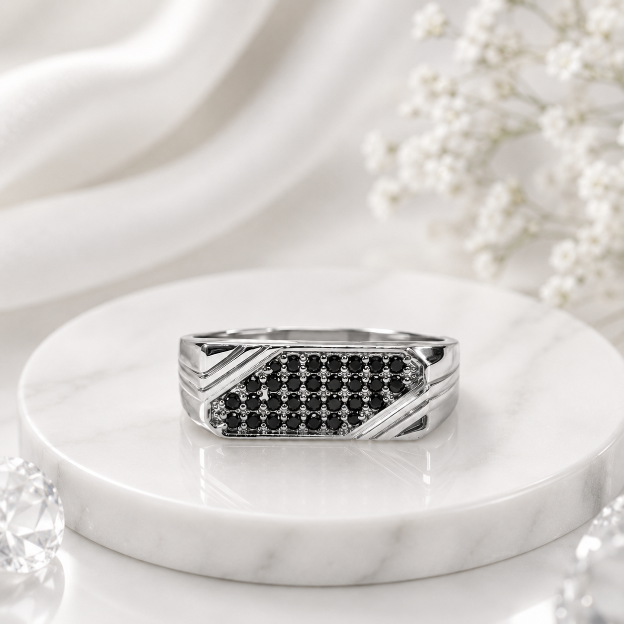 Men’s Black Stone Statement Ring JL