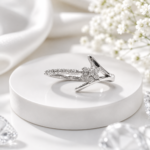 Sparkling Floral Silver Ring JL