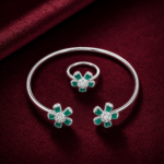 Green Floral Bracelet & Ring Combo Set JL