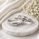 LOVE Engraved Matching Couple Silver Rings JL