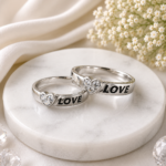 LOVE Heart Engraved Couple Silver Rings JL