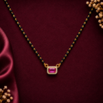 Pink Sapphire Style Black Beads Chain JL