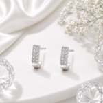 Silver Dual Row J Shape Stud Earrings JL