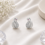 Swan Silver Stud Earrings JL