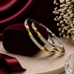Twisted Elegance Dual-Tone Silver Bangles JL