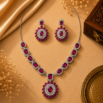 Veloura Pink Stone Necklace Set