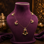 Emerald Accent Invisible Kundan Necklace Gold Finish – 925 Sterling Silver