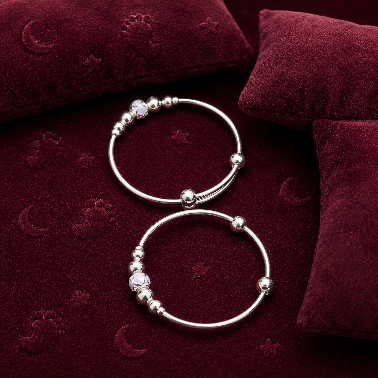 Lavender Accent Infant Kada – 925 Sterling Silver