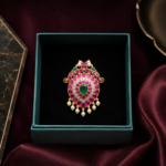 Marakata Kundan Pendant Emerald Accent & Pearl Drops