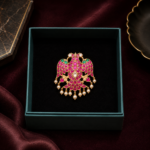 Mayura Kundan Pendant Ruby & Emerald Accent 925 Sterling Silver