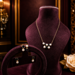 Midnight Pearl Pendant Set Gold Finish – 925 Sterling Silver