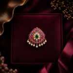 Padmarekha Kundan Pendant Emerald Accent & Pearl Drops