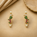 Mayura Kundan Bugadi with Pearl Drops – 925 Silver Gold Finish