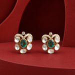 Emerald-Green Floral Moissanite Stud Earrings