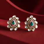 Emerald-Green & Pink Teardrop Moissanite Stud Earrings